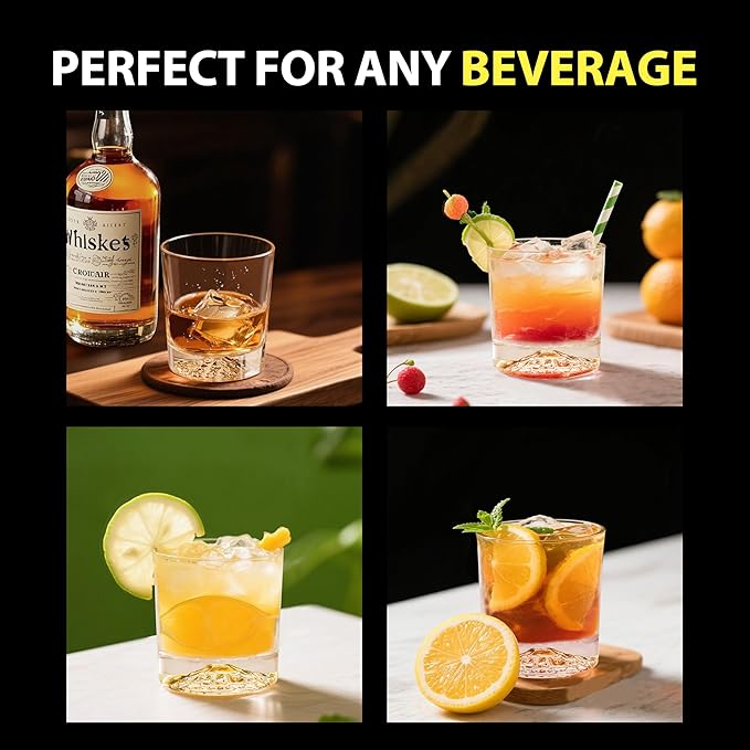 Crystal Whiskey Glasses Set of 2 – 10 OZ Designer Old Fashioned Rocks Glass for Scotch, Bourbon, Rum and Cocktail Drink – Luxury Gift for Men-Ruum Studio Home
