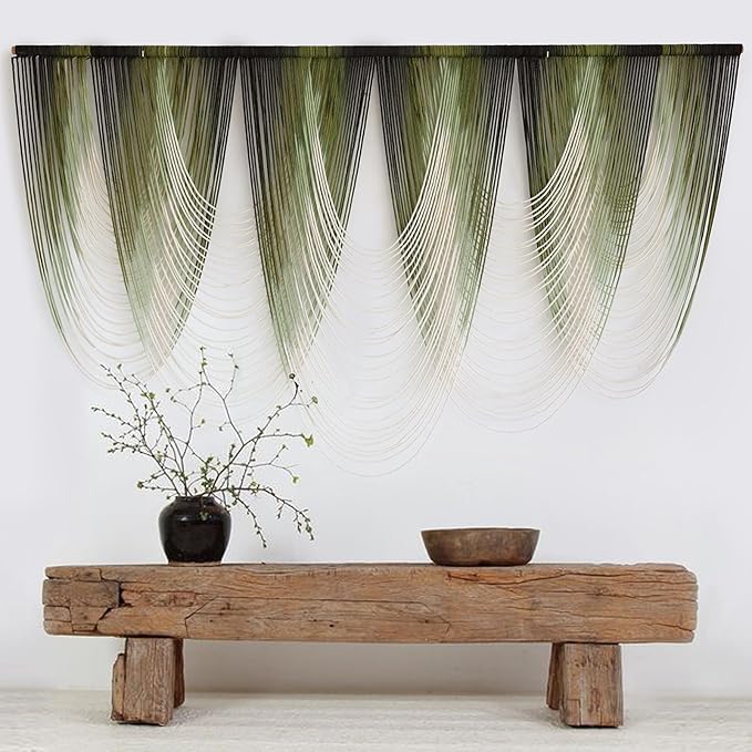 Macrame Wall Hanging Dip-Dyed Large Macrame Wall Decor Yarn Tapestry 57" W x 41" L For Headboard Bedroom Living Room Boho Fiber Home Art-Ruum Studio Home
