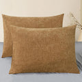 CaliTime Throw Pillow Covers Decorative 20 X 26 Inches Pack of 2 Cozy Chenille Standard Pillow Shams Cases for Couch Sofa Bed Living Room Home Apricot Brown-Ruum Studio Home