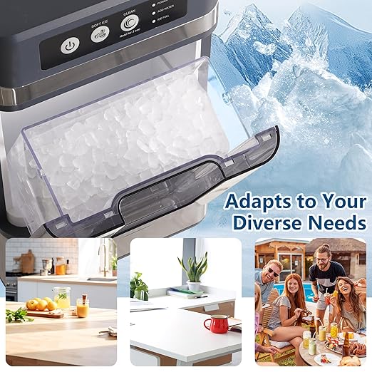 Nugget Ice Maker Countertop with 0.8Gal Removable Tank for Chewable Ice, 41Lbs/24H, One-Touch Fast Ice in 6 Mins, Self-Cleaning & Ultra Quiet for Home, Office, Party-Ruum Studio Home