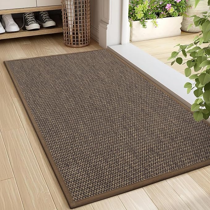 LEKEEPGO Door Mat 24"x36", Non Slip Door Mat Indoor Entrance, Rubber Backing Front Indoor Door mat Washable Absorbent Low-Profile Entryway Entry Resist Dirt Inside Door Mats, Brown-Ruum Studio Home