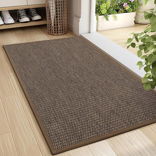 LEKEEPGO Door Mat 24"x36", Non Slip Door Mat Indoor Entrance, Rubber Backing Front Indoor Door mat Washable Absorbent Low-Profile Entryway Entry Resist Dirt Inside Door Mats, Brown-Ruum Studio Home