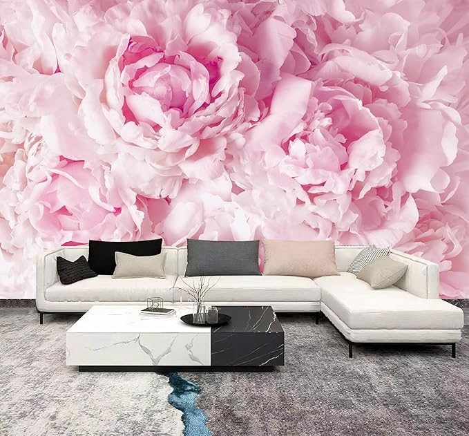 WFBHUA-Pink Floral Wallpaper Mural Peony Flower Wallpaper for Girls Bedroom Wall Murals(Not Peel and Stick)-Ruum Studio Home
