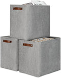 DULLEMELO Large Storage Baskets for Blankets Living Room 51L Canvas Storage Baskets for Organizing 3 Pack Collapsible Baskets Bins for Organizing Home Office with Handles (Grey)-Ruum Studio Home