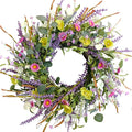 Idyllic 20 Inch Spring Summer Wild Flower Artificial Daisy Front Door Wreath, Everyday Greenery Eucalyptus Leaves for Indoor and Outdoor Use, Rustic Farmhouse Style Home Wreath Decor-Ruum Studio Home