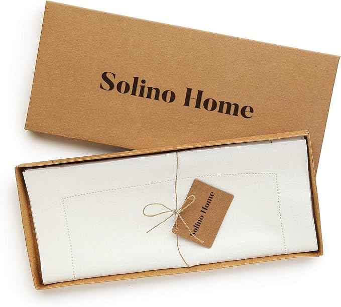 Solino Home Linen Ivory Table Runner 108 Inches Long - 100% Pure Linen 14 x 108 Inch Table Runner for Fall, Autumn, Thanksgiving - Classic Hemstitch-Ruum Studio Home