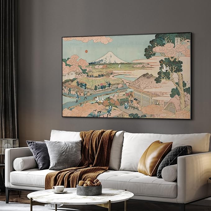 SIGNWIN 30"x60" Extra Large Framed Wall Art Japanese Ukiyo-e Landscape, Timeless Mt. Fuji Scene for Zen-Inspired or Asian-Style Interiors for Home Living Room Bedroom Decor (Frame Assembly Required)-Ruum Studio Home