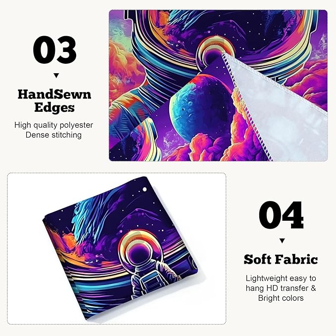 BVBOX Astronaut Space Blacklight Tapestry 79"x59", UV Reactive Astronaut Universe Planet Glow in Dark Tapestries, Black Light Neon Upright Poster Wall Hanging Backdrop Decor for Bedroom Living Room-Ruum Studio Home