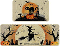 Halloween Kitchen Mat Set of 2, Spooky Witch Pumpkin Cat Halloween Kitchen Decor, Halloween Rug for Floor, Indoor Spooky Home Decor with Non-Slip Backing,17 x 29 Inch & 17 x 47 Inch-Ruum Studio Home