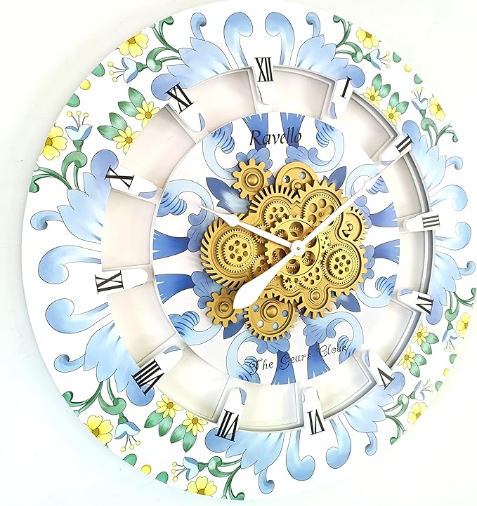 The Gears Clock Wall Clock Italy Collection with Moving Gears (Ravello, 36 inch Round)-Ruum Studio Home
