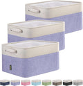 BALEINE 3 Pack Fabric Storage Bins for Shelves, Linen Storage Baskets for Organizing, Decorative Closet Bins for Clothes, Home (Lavender, 12"x8"x8")-Ruum Studio Home