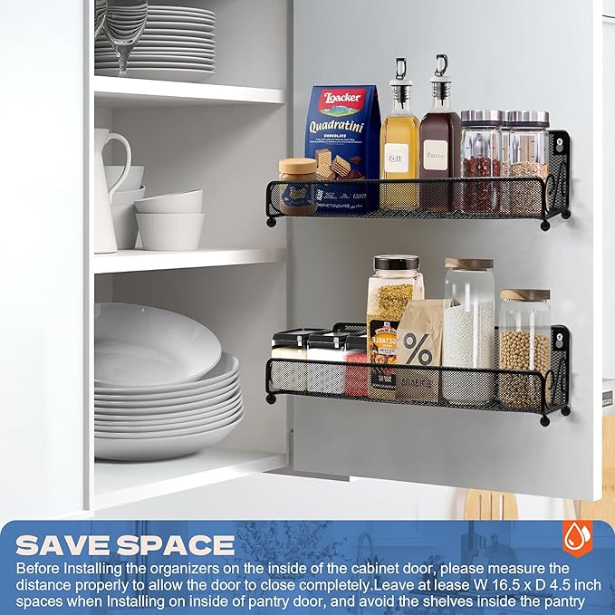 2 pack spice rack organizer for wall mounted or countertop, Jars Storage Organizer, Cabinet Holder, kitchen metal spice seasoning storage for RVs, Cabinet, Pantry Doors, Bathroom, Shower, Home Decor-Ruum Studio Home