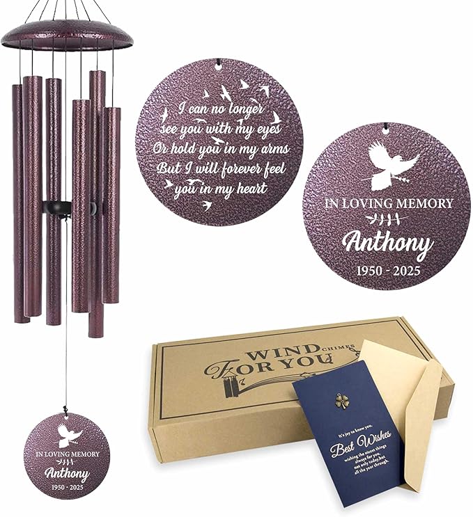 ASTARIN Large Engraving Wind Chime Memorial, Personalized Windchimes in Memory of a Loved One, Loss of Mother Lover Sympathy Gifts, Remembrance Gift for Loss Wife Husband(Produced in USA)-Ruum Studio Home