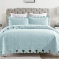 MarCielo 3-Piece 100% Cotton Oversized Bedspread Lightweight Quilt Coverlet Embroidery Farmhouse Bedding Set (TW Mint Green Blue, Oversized Queen (100"x106"))-Ruum Studio Home