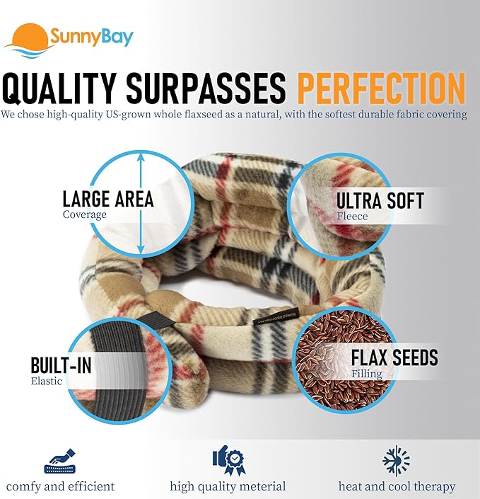 SunnyBay Microwave Heating Pad, Microwavable Heated Neck and Shoulder Wrap, Moist and Weighted Hands-Free Beanbag Pack with Wide Neck Coverage, 2.5 lbs, 26 Inches Long-Length, Made in USA, London-Ruum Studio Home