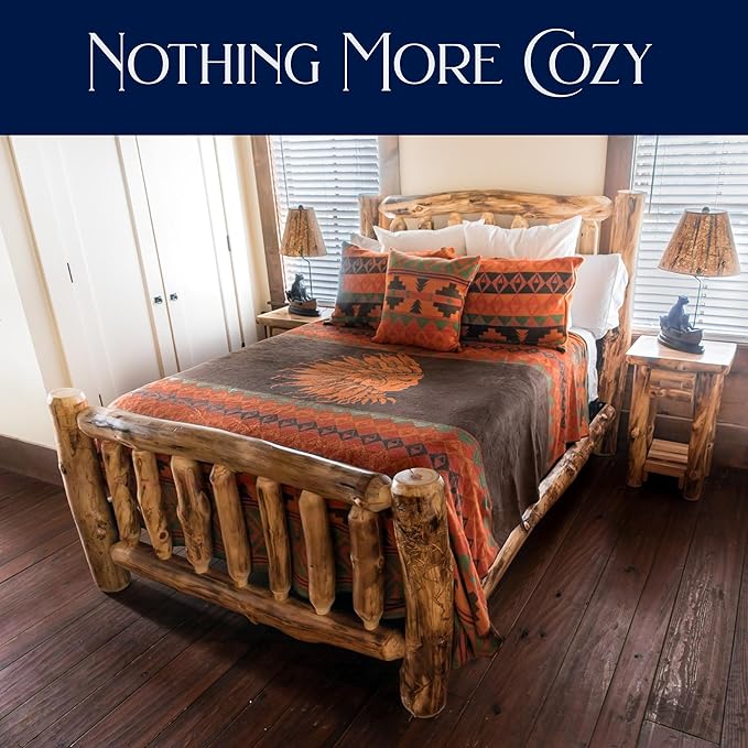 Beacon Blankets Southwestern Chief Henry Native American Design Throw - 90" x 90" Blanket Only - Premium Plush Blanket Can be Used for Queen or King Size Bed-Ruum Studio Home