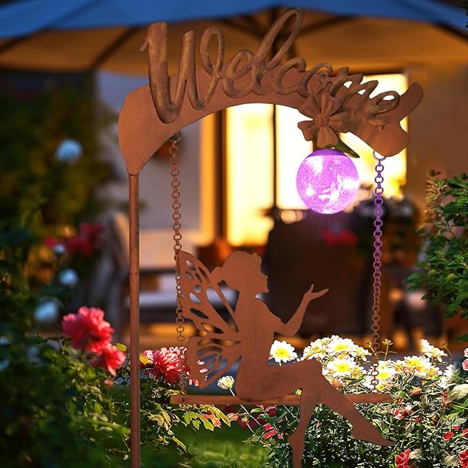 HONGLAND Solar Garden Lights Outdoor Decor, Solar Fairy Lights Outdoor Moon Decor, Housewarming Ornaments for Patio, Lawn, Yard, Pathway - Unique Gardening Gifts for Women Mom Grandma-Ruum Studio Home