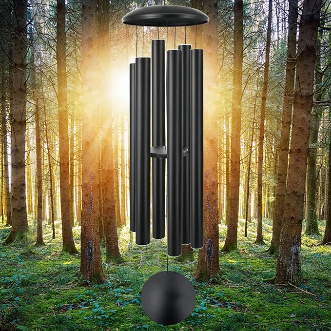 ASTARIN 60" Extra Large Wind Chimes Outside Metal WindChimes with Deep Tone, Outdoor Bass Windchimes for Patio Balcony Garden Yard Decoration,Black-Ruum Studio Home
