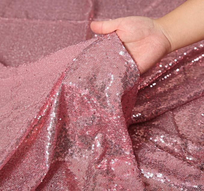 SquarePie Sequin Tablecloth 90 x 156 Inch Fuchsia Pink Sparkly Table Linen for Wedding Party-Ruum Studio Home