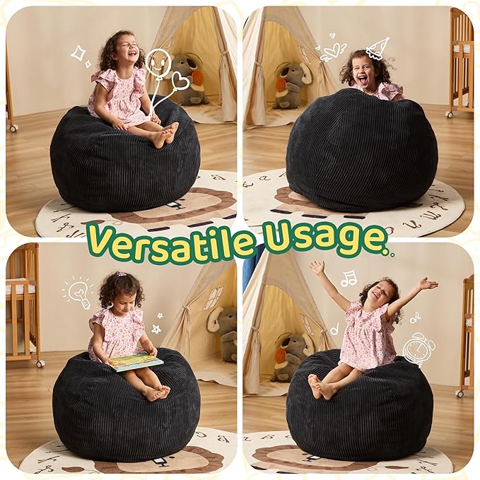 Bean Bag Chairs Teardrop Bean Bag Chair Beanbag Chair with Memory Foam Filled Machine Washable Cover for Living Room, Bedroom (Small,Black)-Ruum Studio Home