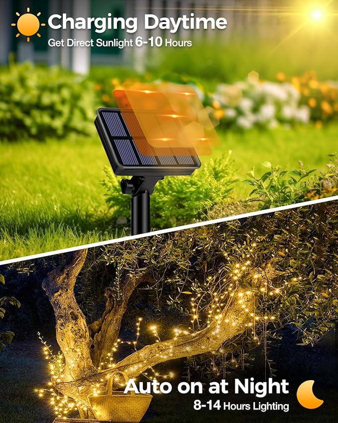 3 Pack Solar Fairy Lights for Outside Waterproof, Total 147FT 450 LED Solar String Lights Outdoor 8 Modes Solar Twinkle Lights for Garden Yard Christmas Tree Wedding Party Decor, Warm White-Ruum Studio Home