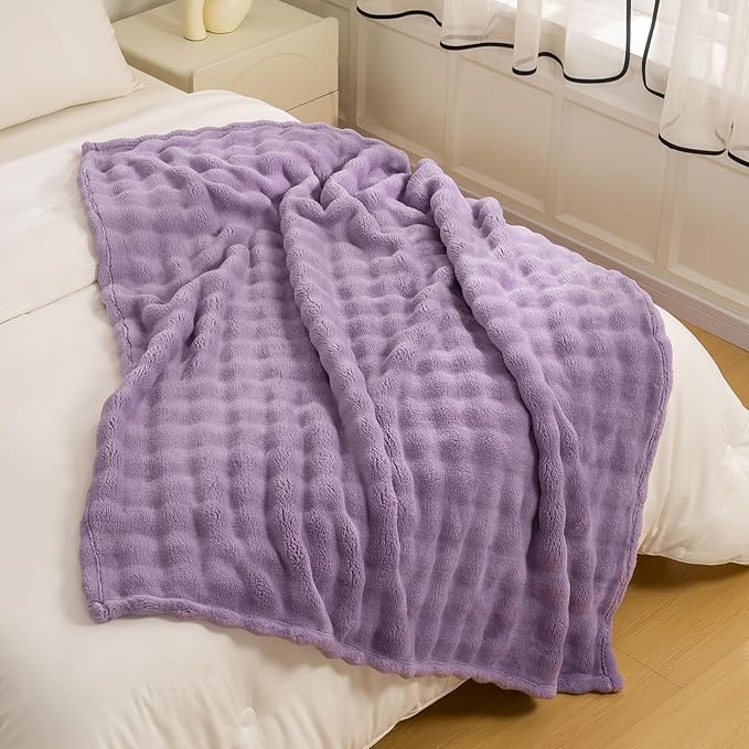 YUSOKI Luxury 3D Bubble Throw Blanket 2lb,All Ages,Home Decoration, (Lilac Purple,50 * 60inches)-Ruum Studio Home