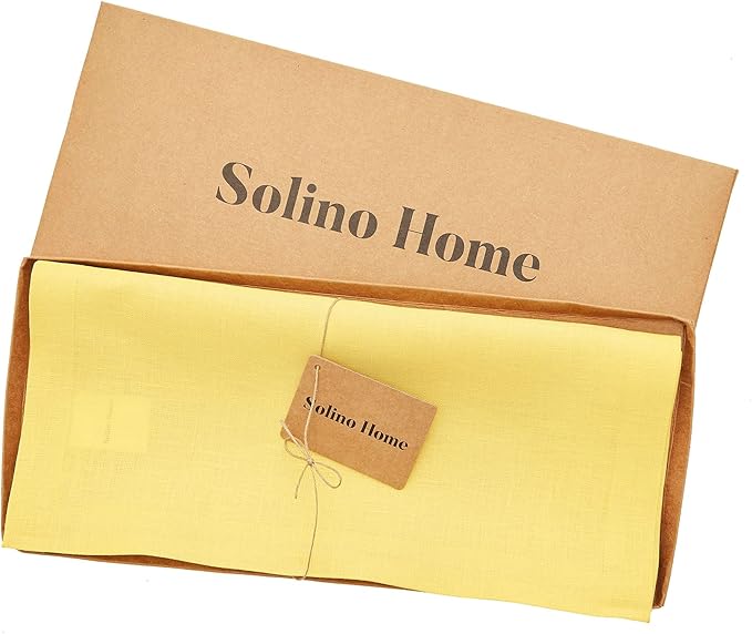 Solino Home Linen Sunshine Yellow Table Runner 120 Inches Long - 100% Pure Linen 14 x 120 Inch Table Runner - Fete-Ruum Studio Home