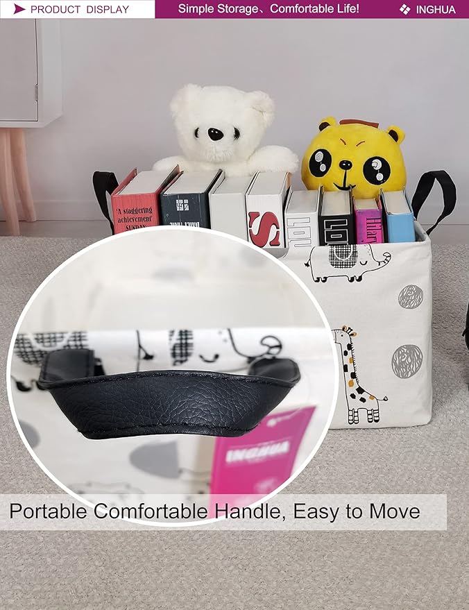 Rectangular Storage Basket Fabric Organizer Bin for Toys,Books,Clothes,Gifts,Pets-Perfect for Home,Office,Nursery,Dorm,Shelf(Rec-Animals)-Ruum Studio Home