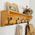 SKOLOO Wall Shelf with Hooks, 35-Inch Brown Coat Rack Wall Mount with Shelf Organizer - Lightweight & Sturdy, 5 Tri Hooks - Perfect for Entryway, Hallway, Living Room, Bedroom, Mudroom-Ruum Studio Home