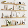Picture Ledge Shelf for Wall, Floating Shelves Set of 4, 48 Inch Long Nursery Book Shelves for Toys Storage, Kids Bookshelf Wall Mounted for Books Photo Frames, Oak-Ruum Studio Home
