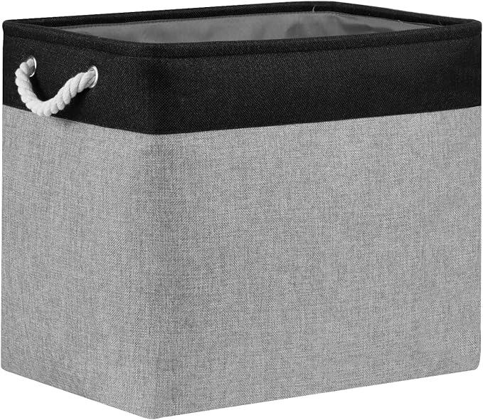 Bidtakay Storage Baskets Extra Large Baskets for Organizing Grey Rectangle Laundry Basket Linen Fabric Bins Set of 2 Clothes Baskets for Closet Shelves Hallway Bedroom Toy Organizer 17x12x15 In-Ruum Studio Home