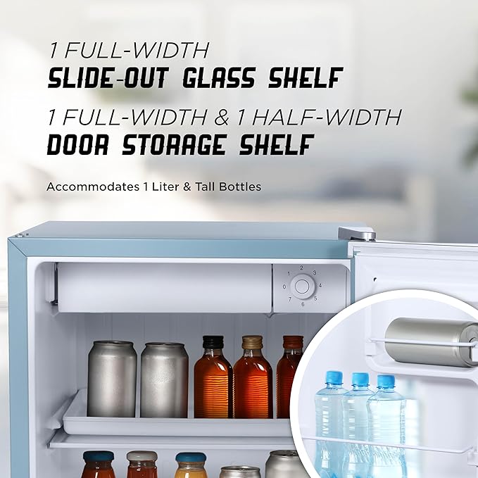 IBCR17SLT Compact, Energy Star Certified Small, Single Door Mini Fridge with Freezer Refrigerator, Standard (1.7 cu ft), Slate Blue-Ruum Studio Home