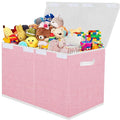 Toy Storage Box for Girls, Large Kids Toy Chest Boxes Organizers and Storage with Lids & Handles for Nursery,Playroom 24.5"x13"x16"(Pink)-Ruum Studio Home