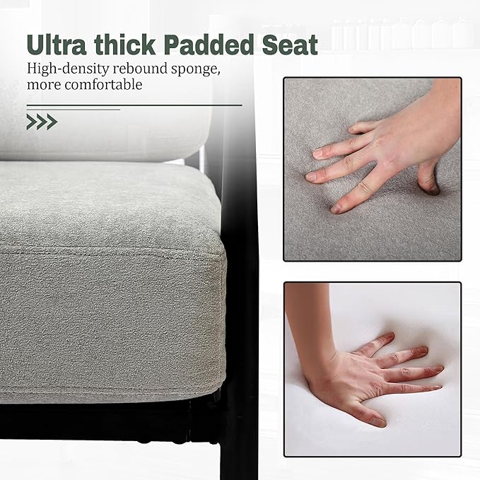 Modern Accent Chairs Set of 2 for Living Room Bedroom Mid Century Arm Chairs Upholstered Office Accent Chairs Comfy Waiting Room Chairs with Metal Frame, Grey-Ruum Studio Home