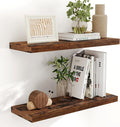 Fun Memories 32 Inch Floating Shelves, Farmhouse Wood Floating Shelf Set of 2, 32 x 9 Floating Shelf Wall Mounted, Deep Storage Display Shelves for Kitchen, Bedroom, Living Room, Rustic Brown Color-Ruum Studio Home