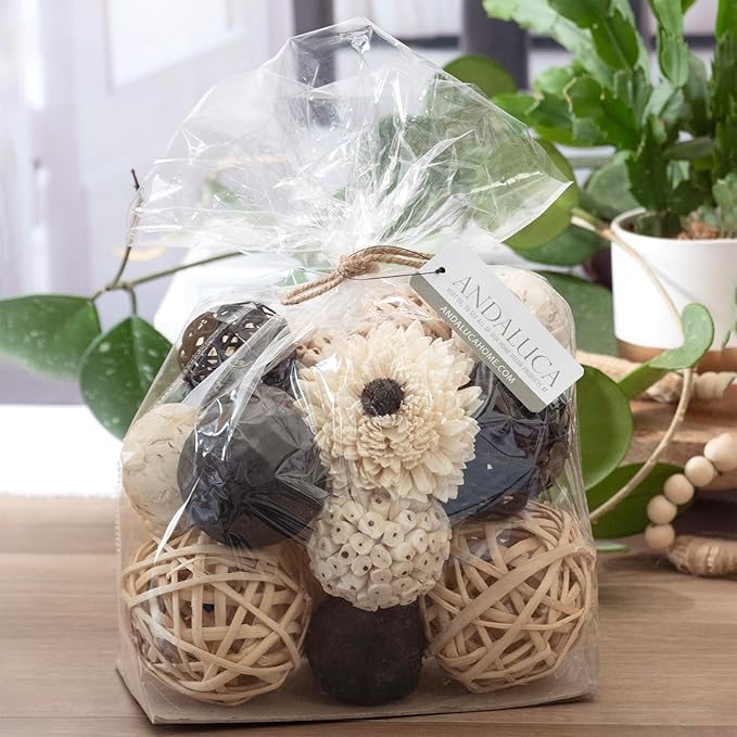 ANDALUCA Black & White Decorative Balls Bowl Filler Bag with Orbs, Balls (Black)-Ruum Studio Home