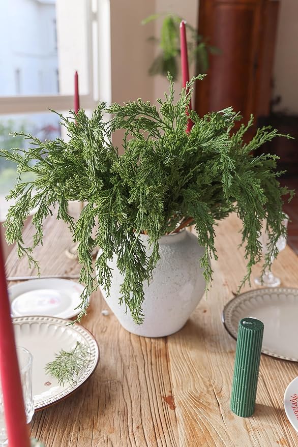 MISSPIN 12 Pcs 22.3 Inches Artificial Christmas Cypress Branches, DIY Crafts Faux Branches for Xmas Indoor Outdoor Home Decor-Ruum Studio Home