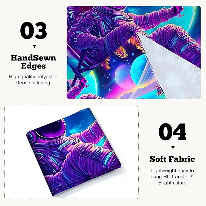 BVBOX Astronaut Space Blacklight Tapestry 79"x59", UV Reactive Astronaut Beach Lounge Chair Vacation Universe Planet Glow in Dark Tapestries, Black Light Neon Upright Poster Wall Hanging Backdrop Decor for Bedroom Living Room-Ruum Studio Home
