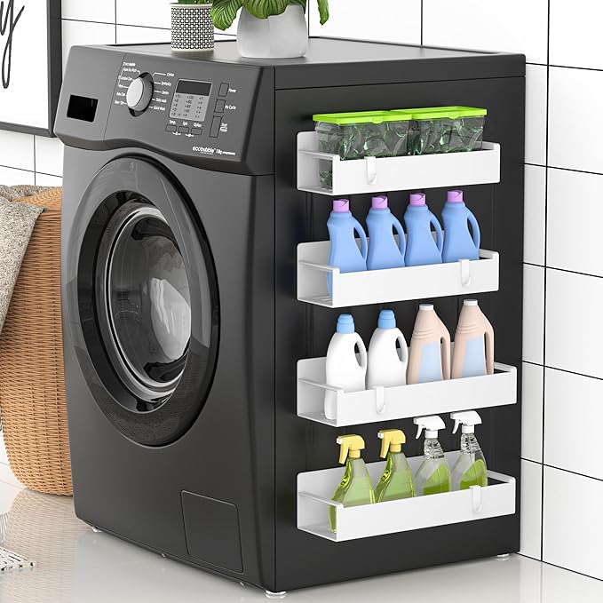 4 Pack Magnetic Spice Rack Organizer for Refrigerator and Oven, White Fridge Organizers and Storage for Kitchen-Ruum Studio Home