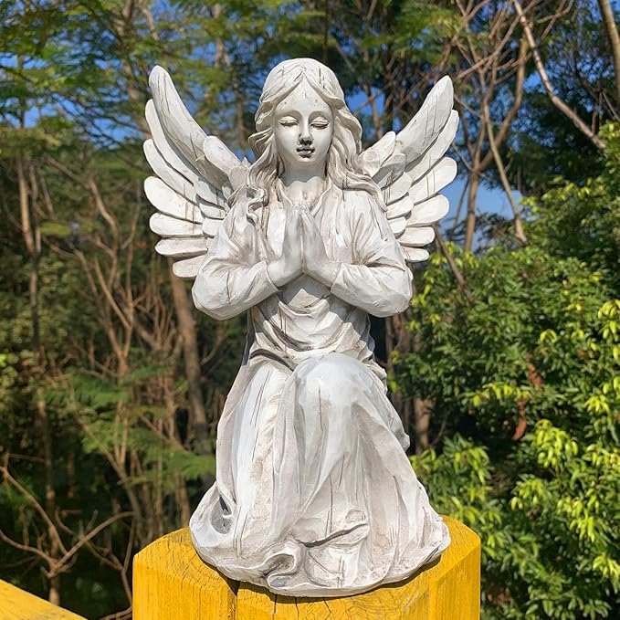 Praying Angel Garden Statue, Religious Fairy Sculpture Waterproof Decorative Figurine Art Decor for Patio, Lawn, Yard, Housewarming Ornament Present Angels HSa-1-Ruum Studio Home