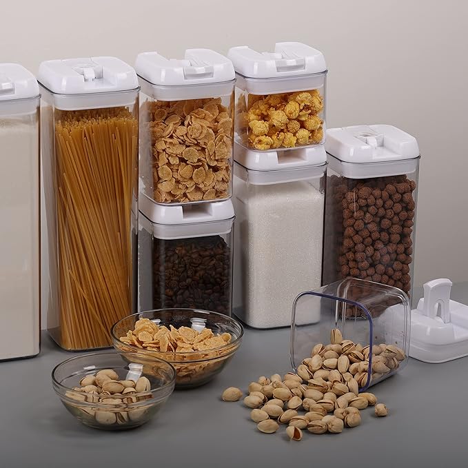 Vtopmart 6 PCS Airtight Food Storage Containers, BPA Free Plastic Snack Containers with Easy Lock Lids, for Kitchen Pantry Organization and Storage, Include 24 Labels, 0.5L-Ruum Studio Home