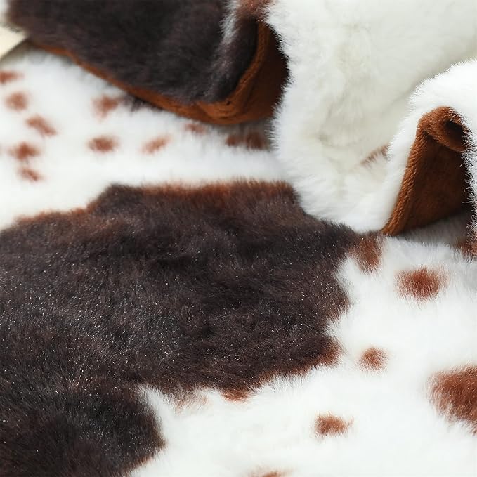 RYNGHIPY Lightweight Soft Cow Print Throw Blanket - Warm Coffee Throw for Baby Kids Girls Boys Adults (51''x63'')-Ruum Studio Home