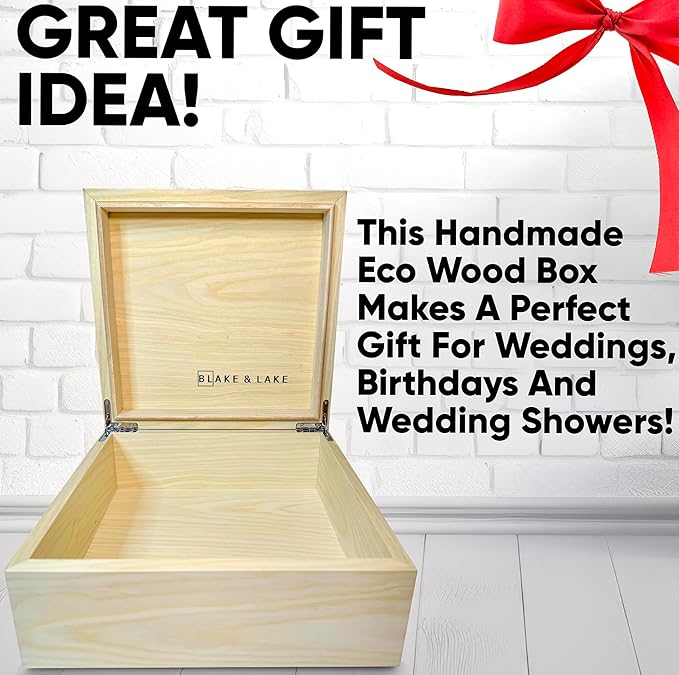 Blake & Lake Wooden Box with Hinged Lid - Solid Maple Wood Eco Box - Wood Storage Box with Lid - Wooden Keepsake Box - Decorative wooden boxes with lids (Maple)-Ruum Studio Home