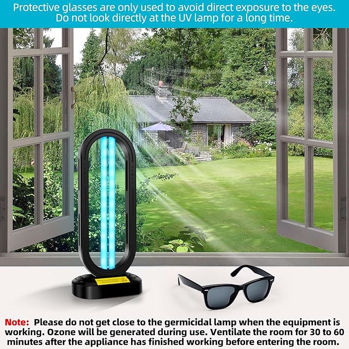 UV Light Sanitizer,4-Speed Timing and Remote Control UVC Home Disinfection Device,Portable Ultraviolet Light Sanitizer for Dust Mites,UV Lamp for Whole Room,Black-Ruum Studio Home