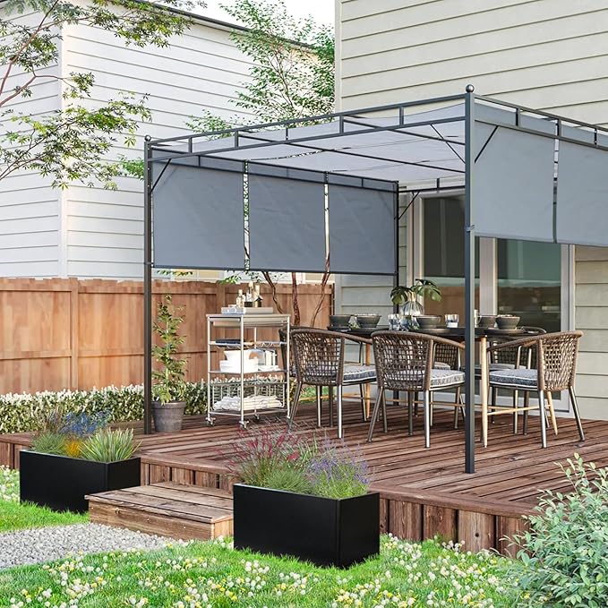 Galvanized Steel Metal Planter Rectangular Indoor Black Planter Box Large Outdoor Planters Steel 25" Lx 11" W x 13" H Commercial Residential for Patio, Deck, Garden-Ruum Studio Home