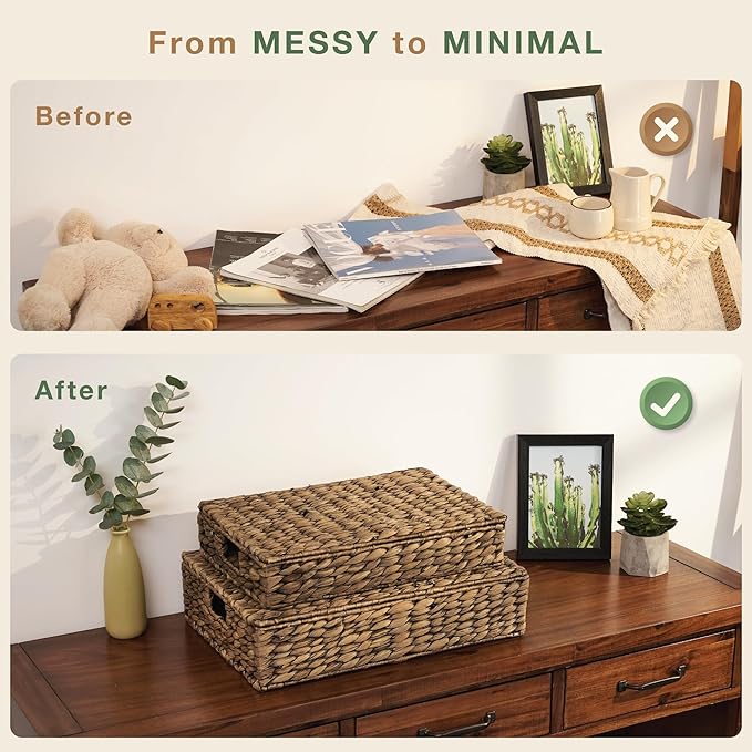 Set of 2 Decorative Storage Boxes With Lids for Home Decor, Shelves-Ruum Studio Home