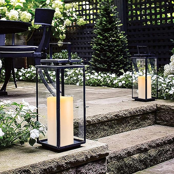 Homemory 4" x 6" Large Waterproof Outdoor Flameless Candles, Battery Operated Flickering LED Pillar Candles with Remote and Timers for Indoor Outdoor Lanterns, Long Lasting, Dark Ivory, Set of 2-Ruum Studio Home