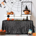 SquarePie Sequin Tablecloth 90 x 156 Inch Black Sparkly Table Linen for Wedding Halloween Party-Ruum Studio Home