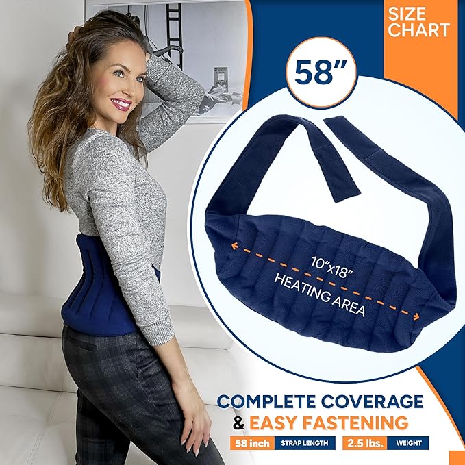 SunnyBay Microwave Heating Pad, Microwavable Moist Hot or Cool Bean Bag Wrap for Neck, Shoulder, Knee, or Back Pain with Fastening Straps, 10x18 Inch Heating Area, 2.8 Lbs, 58 Inches-Ruum Studio Home