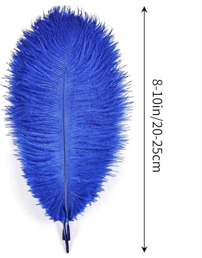 THARAHT Blue Ostrich Feathers 12pcs Natural Bulk 8-10Inch 20cm-25cm for Crafts Wedding Party Centerpieces Easter Gatsbi and Home Decoration Feathers-Ruum Studio Home
